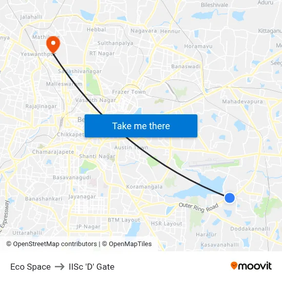 Eco Space to IISc 'D' Gate map