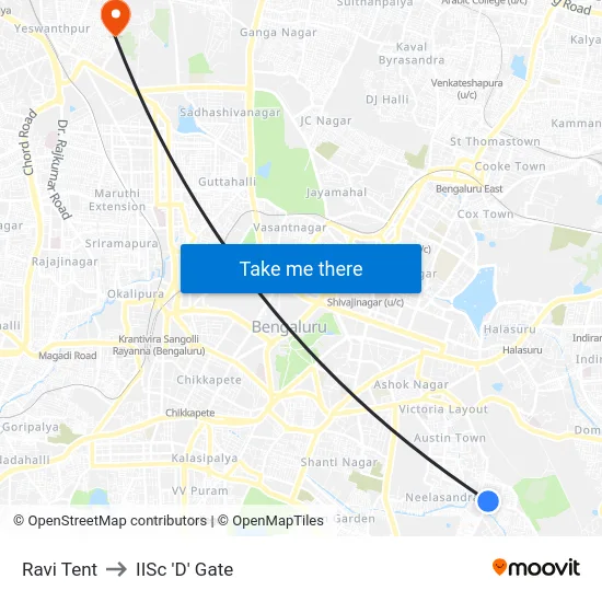 Ravi Tent to IISc 'D' Gate map