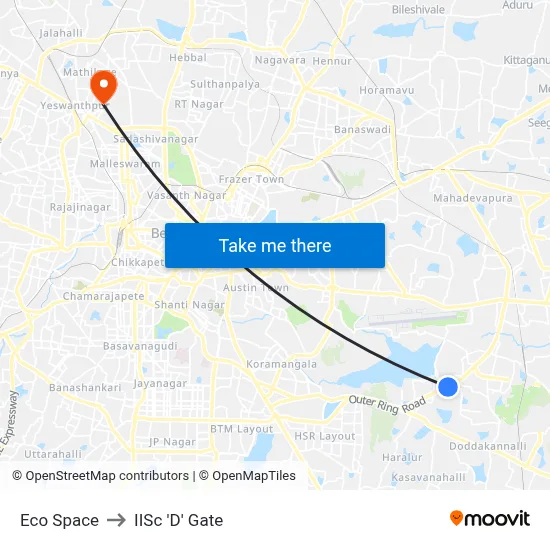 Eco Space to IISc 'D' Gate map