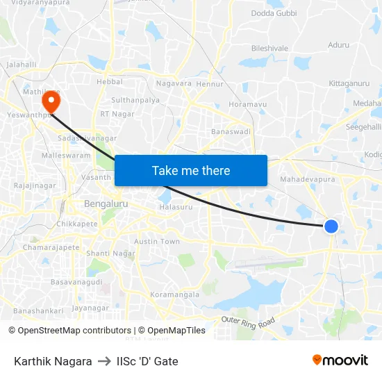Karthik Nagara to IISc 'D' Gate map