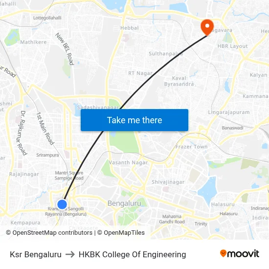 Ksr Bengaluru to HKBK College Of Engineering map