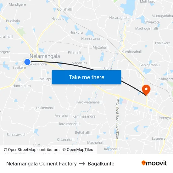 Nelamangala Cement Factory to Bagalkunte map