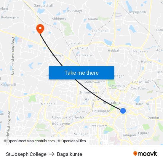 St.Joseph College to Bagalkunte map