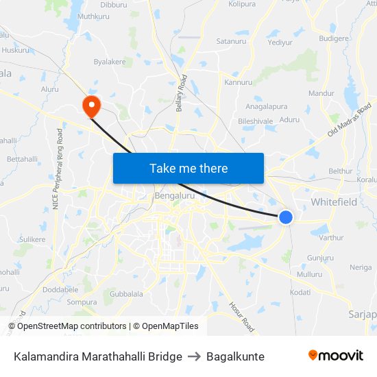 Kalamandira  Marathahalli Bridge to Bagalkunte map