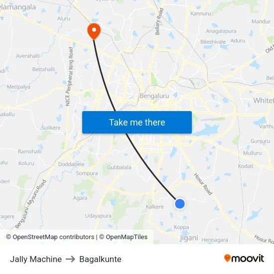 Jally Machine to Bagalkunte map