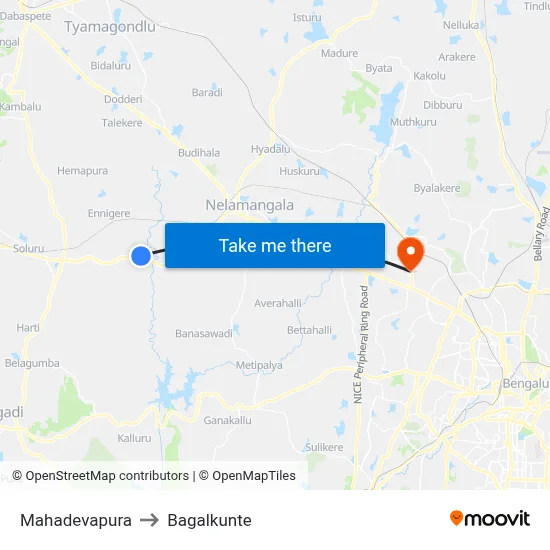 Mahadevapura to Bagalkunte map