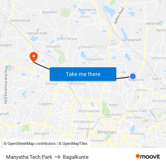 Manyatha Tech Park to Bagalkunte map