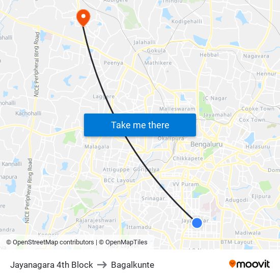 Jayanagara 4th Block to Bagalkunte map