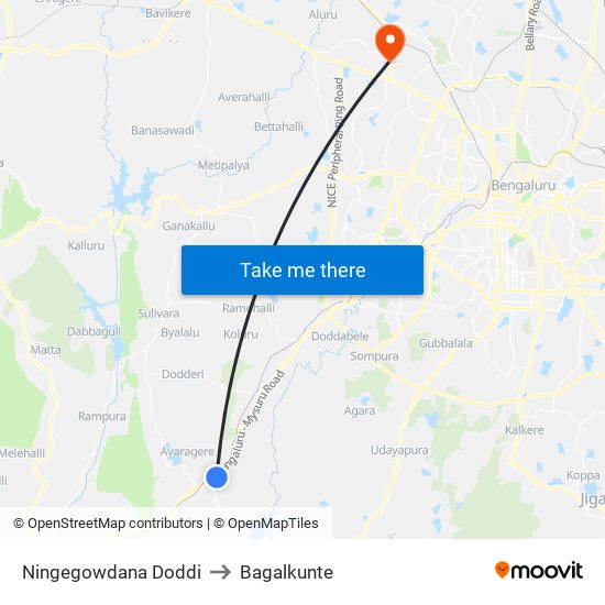 Ningegowdana Doddi to Bagalkunte map