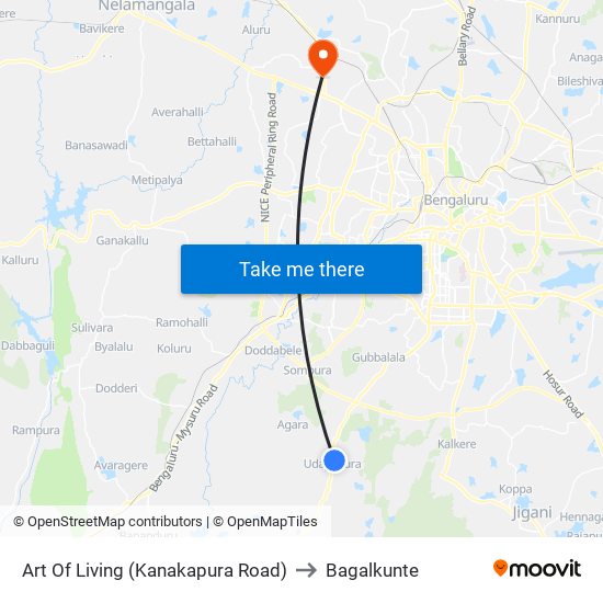 Art Of Living (Kanakapura Road) to Bagalkunte map