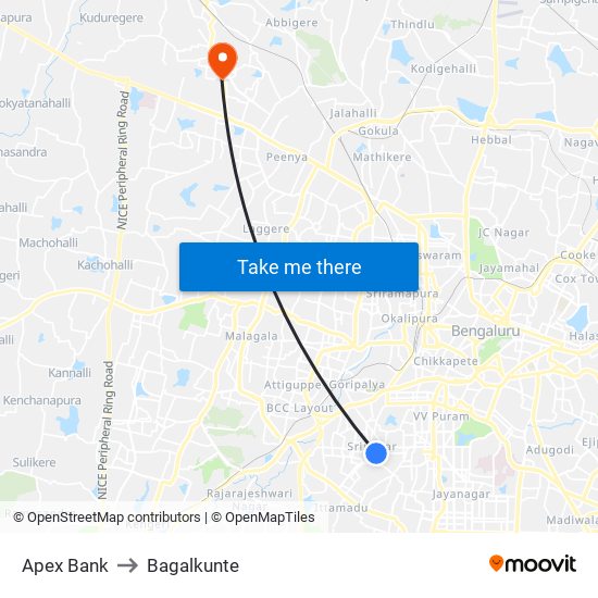 Apex Bank to Bagalkunte map