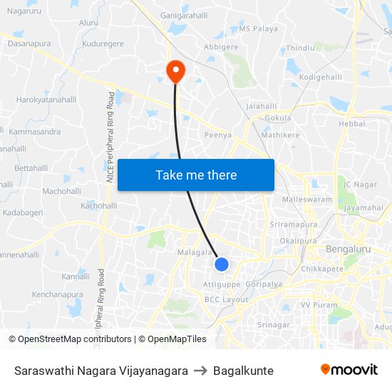 Saraswathi Nagara Vijayanagara to Bagalkunte map