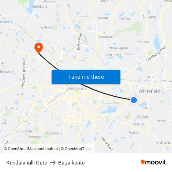 Kundalahalli Gate to Bagalkunte map