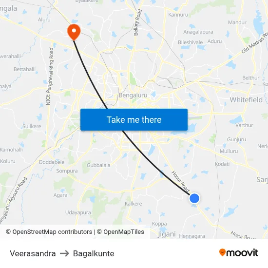 Veerasandra to Bagalkunte map