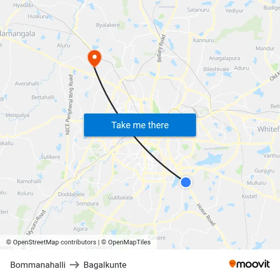 Bommanahalli to Bagalkunte map