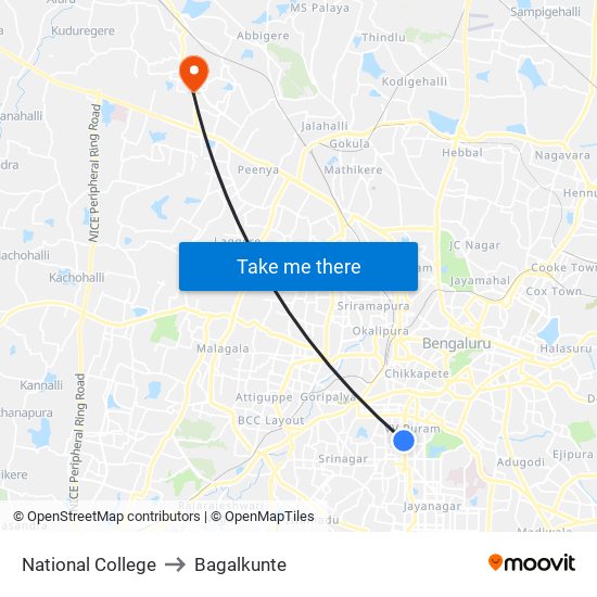 National College to Bagalkunte map