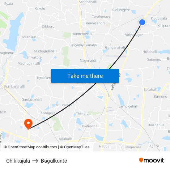 Chikkajala to Bagalkunte map