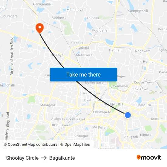 Shoolay Circle to Bagalkunte map
