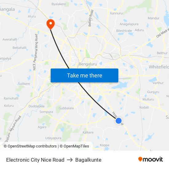 Electronic City Nice Road to Bagalkunte map