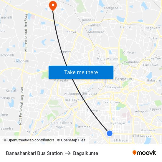 Banashankari Bus Station to Bagalkunte map