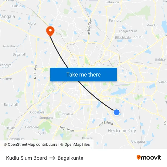 Kudlu Slum Board to Bagalkunte map
