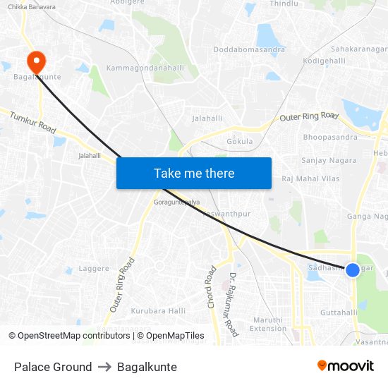 Palace Ground to Bagalkunte map