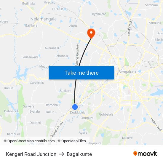 Kengeri Road Junction to Bagalkunte map