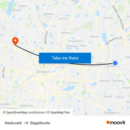 Naduvatti to Bagalkunte map