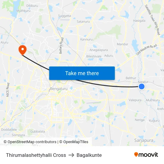 Thirumalashettyhalli Cross to Bagalkunte map