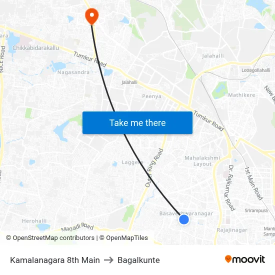Kamalanagara 8th Main to Bagalkunte map