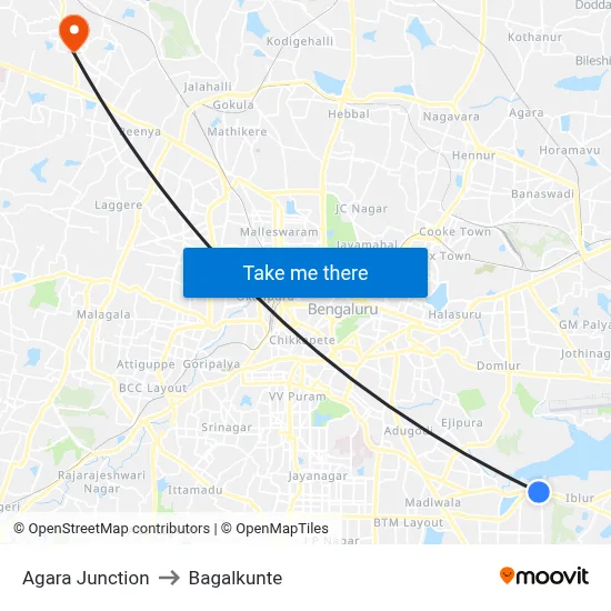 Agara Junction to Bagalkunte map