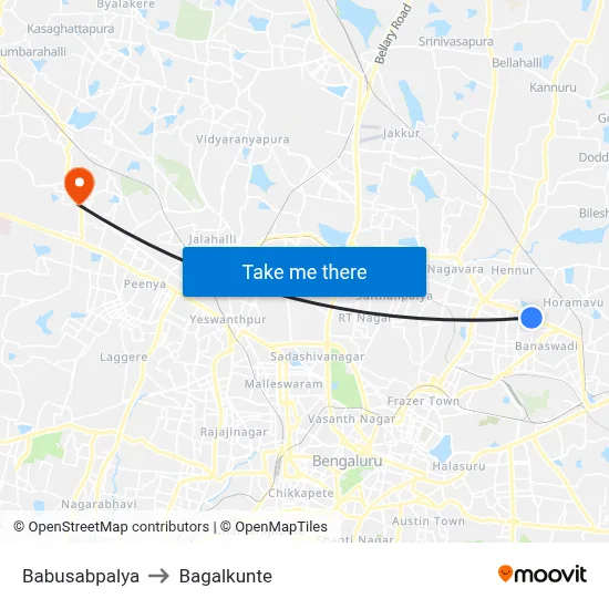 Babusabpalya to Bagalkunte map