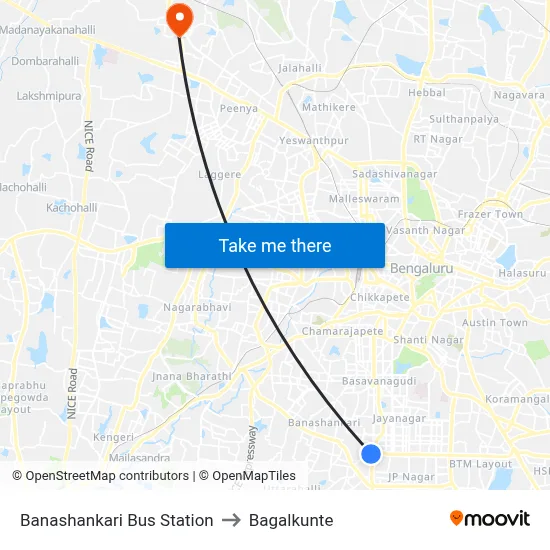 Banashankari Bus Station to Bagalkunte map