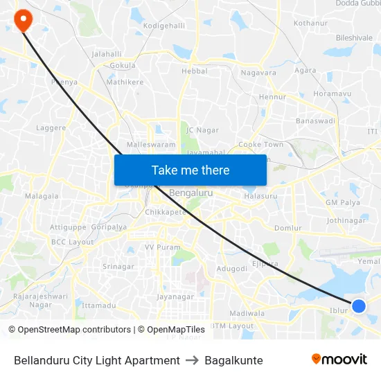 Bellanduru City Light Apartment to Bagalkunte map