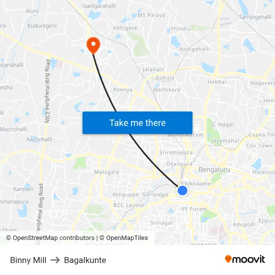 Binny Mill to Bagalkunte map