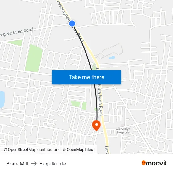 Bone Mill to Bagalkunte map
