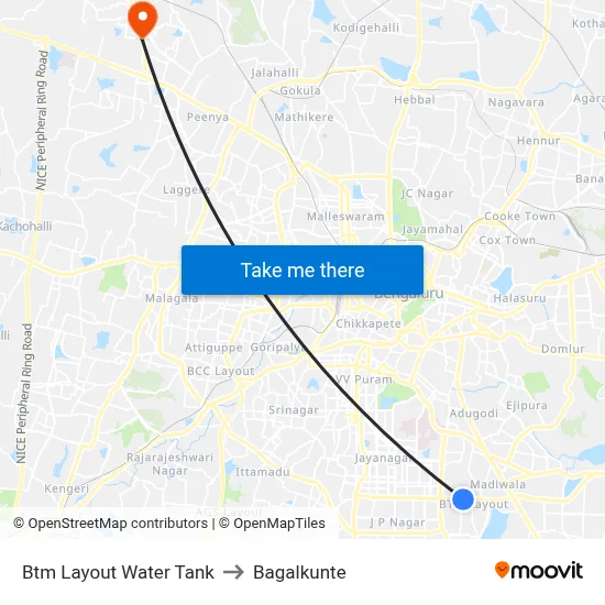 Btm Layout Water Tank to Bagalkunte map
