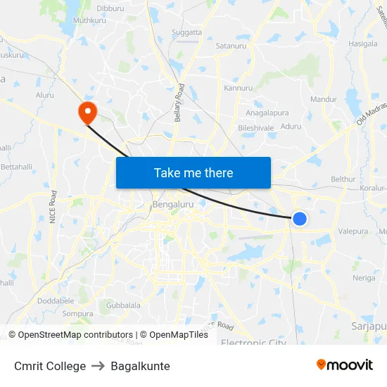 Cmrit College to Bagalkunte map