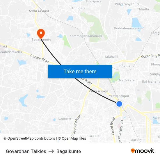 Govardhan Talkies to Bagalkunte map