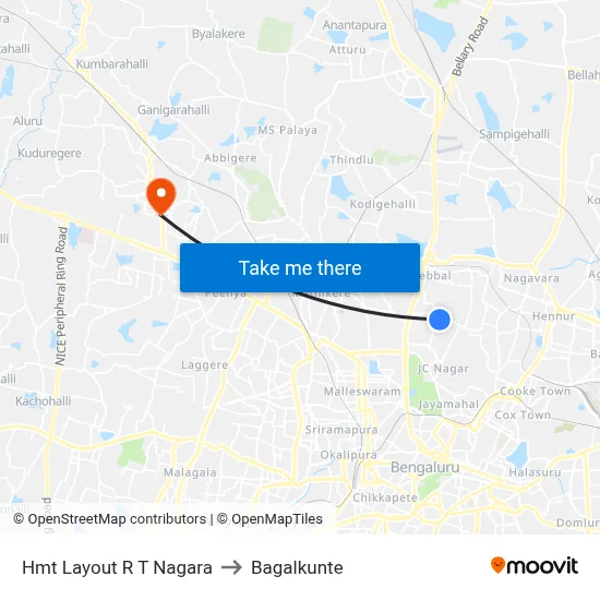 Hmt Layout R T Nagara to Bagalkunte map