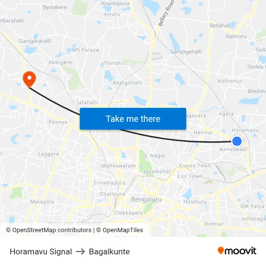 Horamavu Signal to Bagalkunte map