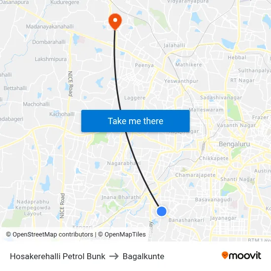 Hosakerehalli Petrol Bunk to Bagalkunte map