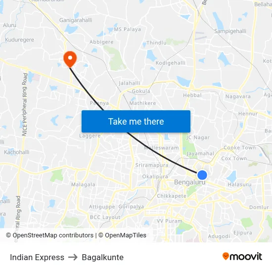 Indian Express to Bagalkunte map