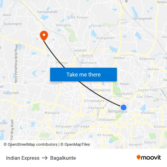 Indian Express to Bagalkunte map