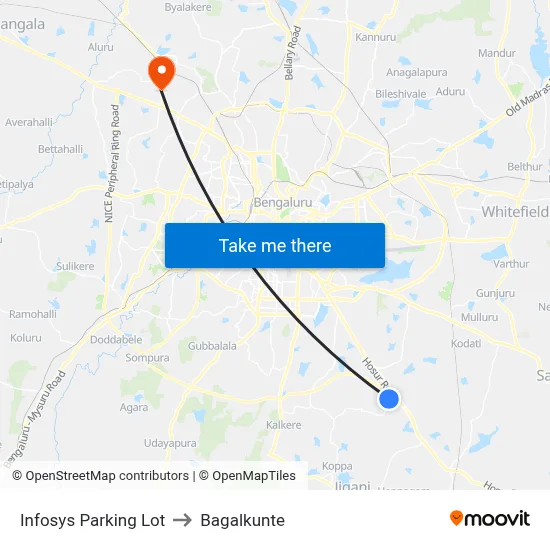 Infosys Parking Lot to Bagalkunte map