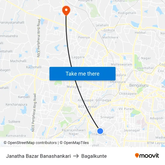 Janatha Bazar Banashankari to Bagalkunte map