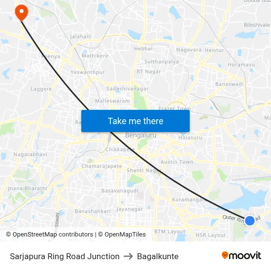Sarjapura Ring Road Junction to Bagalkunte map
