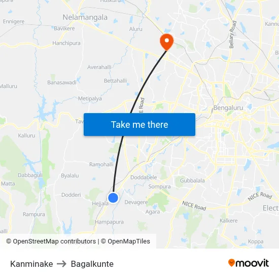 Kanminake to Bagalkunte map