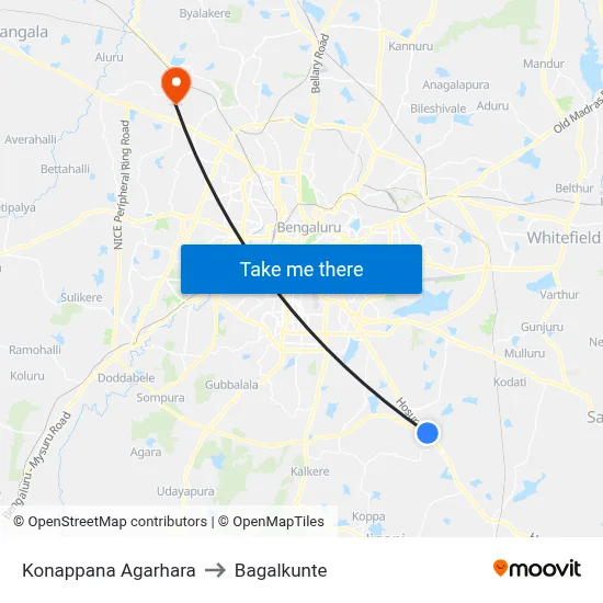 Konappana Agarhara to Bagalkunte map