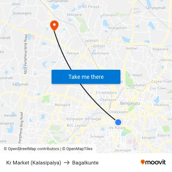 Kr Market (Kalasipalya) to Bagalkunte map